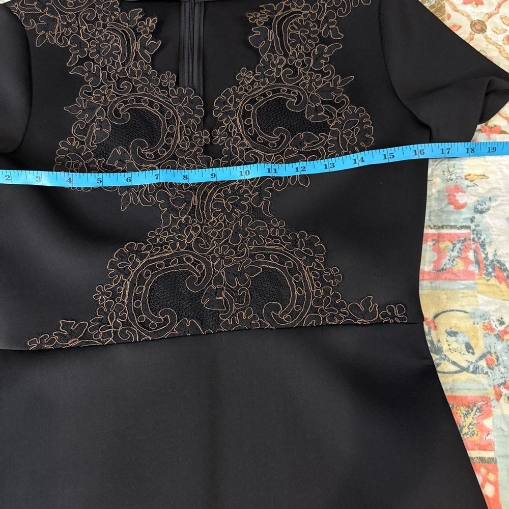 Sandro Black Dress with Embroidery R4937H-20 size Small Preppy Quiet Luxury - Picture 13 of 16